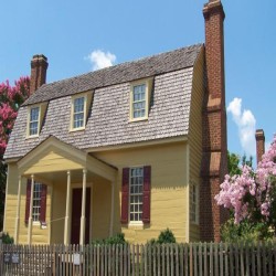 Exterior photo, crepe myrtles