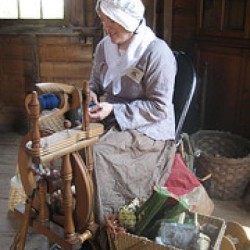 Interior photo, spinning wool