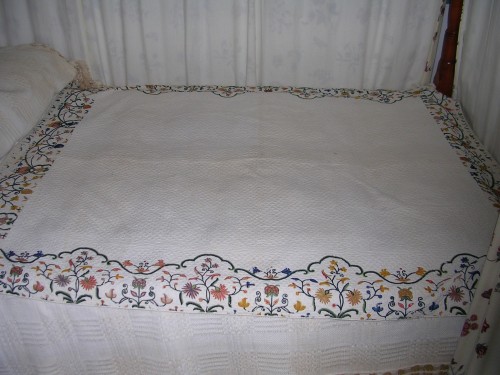White Quilt with Crewel Border