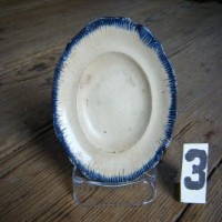 Three Butter Pats with Blue Edge