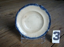 Three Butter Pats with Blue Edge