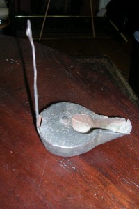 Two Betty Lamps with Handles